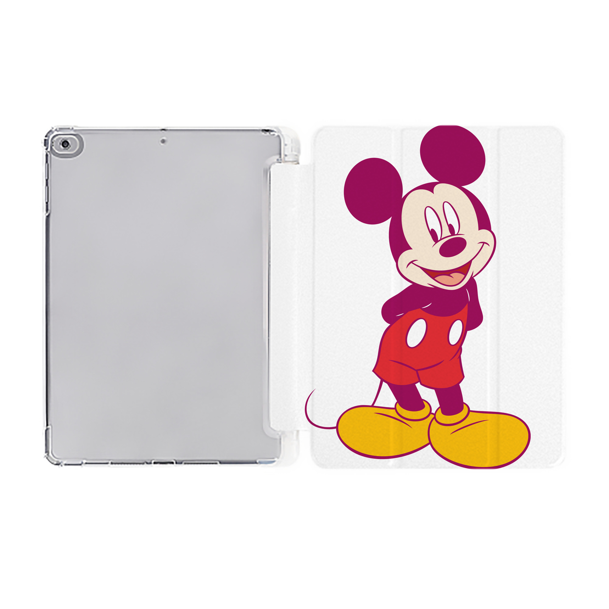（画像用） ミッキーマウス Mickey Mouse IPad ケース ペン収納付き 三つ折りスタンド PUレザー×シリコン 対応機種9.5/10.5/10.9インチ
